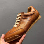 Bumika Casual Men's Shoes - Retro Style, Handmade, Leather Upper, Flat Sole, Lightweight