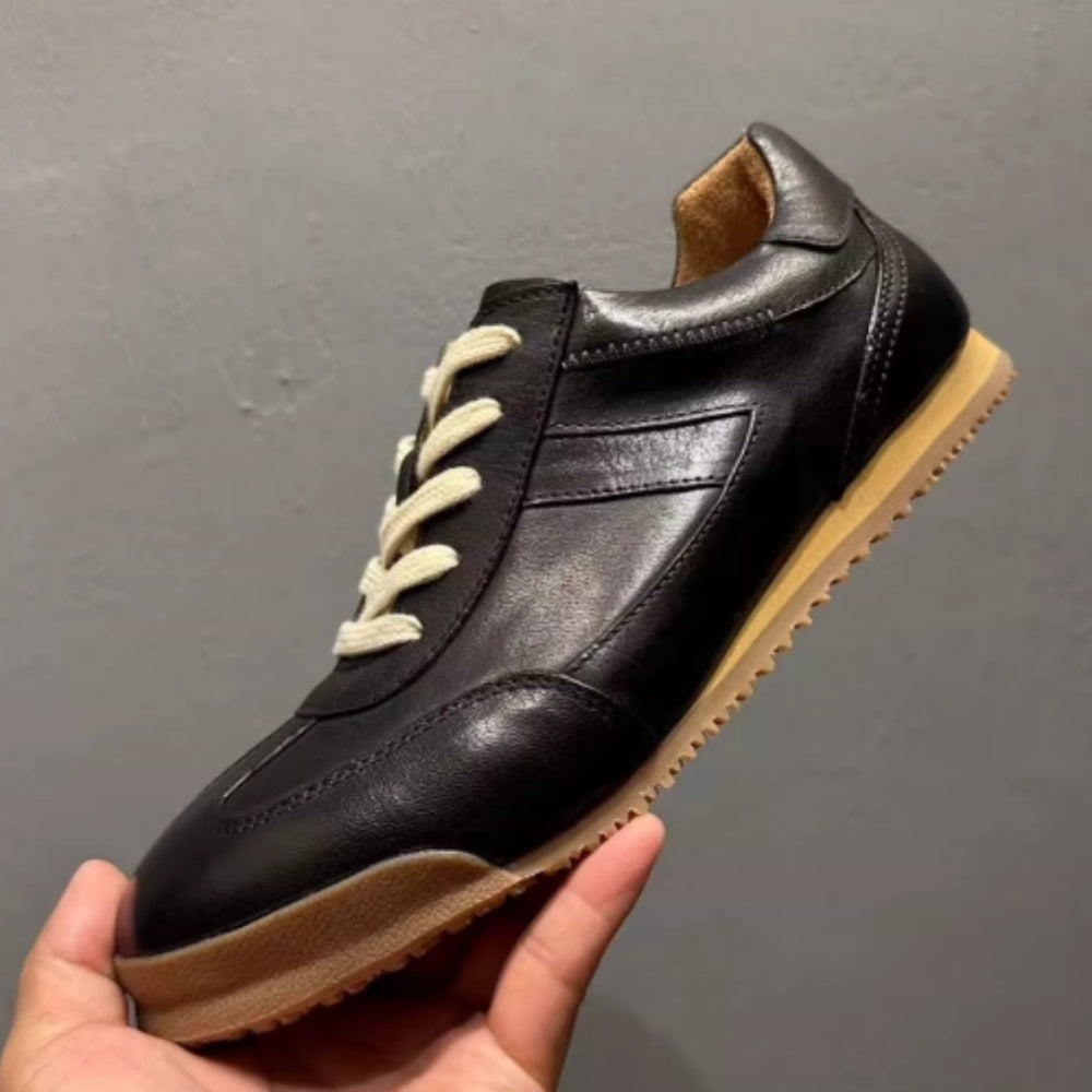 Bumika Casual Men's Shoes - Retro Style, Handmade, Leather Upper, Flat Sole, Lightweight