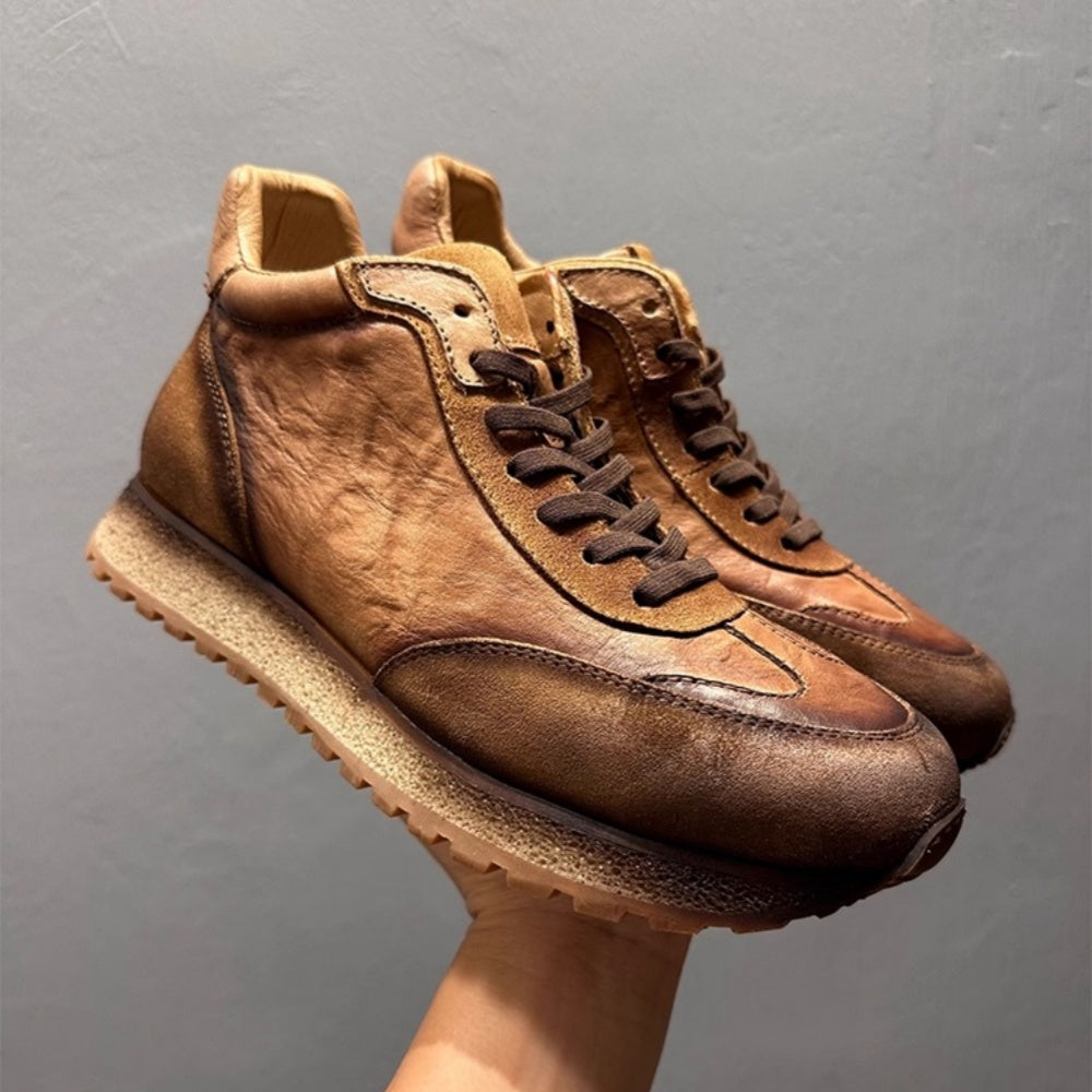 High-top sports shoes with a platform design, featuring a casual, fashionable and retro style.