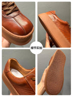 Retro cowhide casual men's shoes, thick-soled platform shoes - fashionable sports shoes