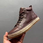 New men's leather shoes - Slip-resistant and durable, suitable for casual wear men's high-top shoes