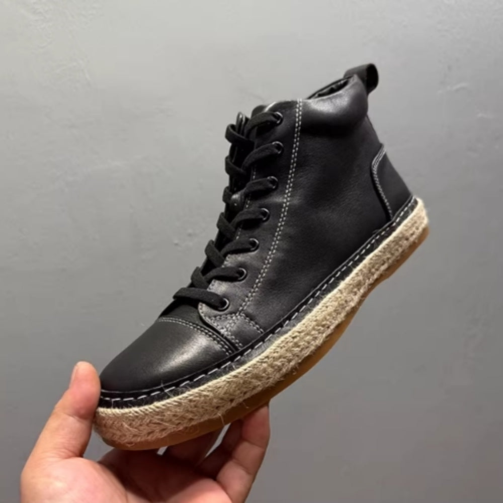 New men's leather shoes - Slip-resistant and durable, suitable for casual wear men's high-top shoes