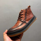 New trendy high street style leather high-top shoes, retro thick-soled fashionable high street boots