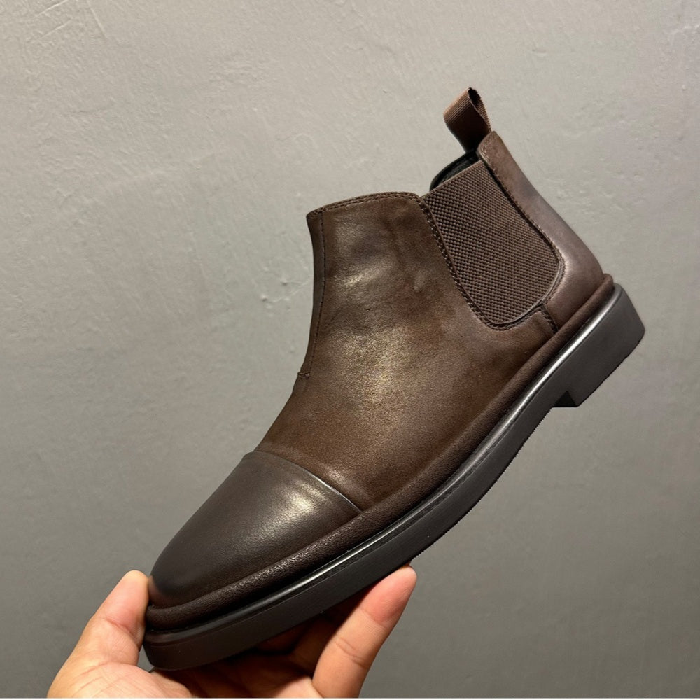 Men's Chelsea boots - genuine leather material - retro matte cowhide - men's short boots - shoes
