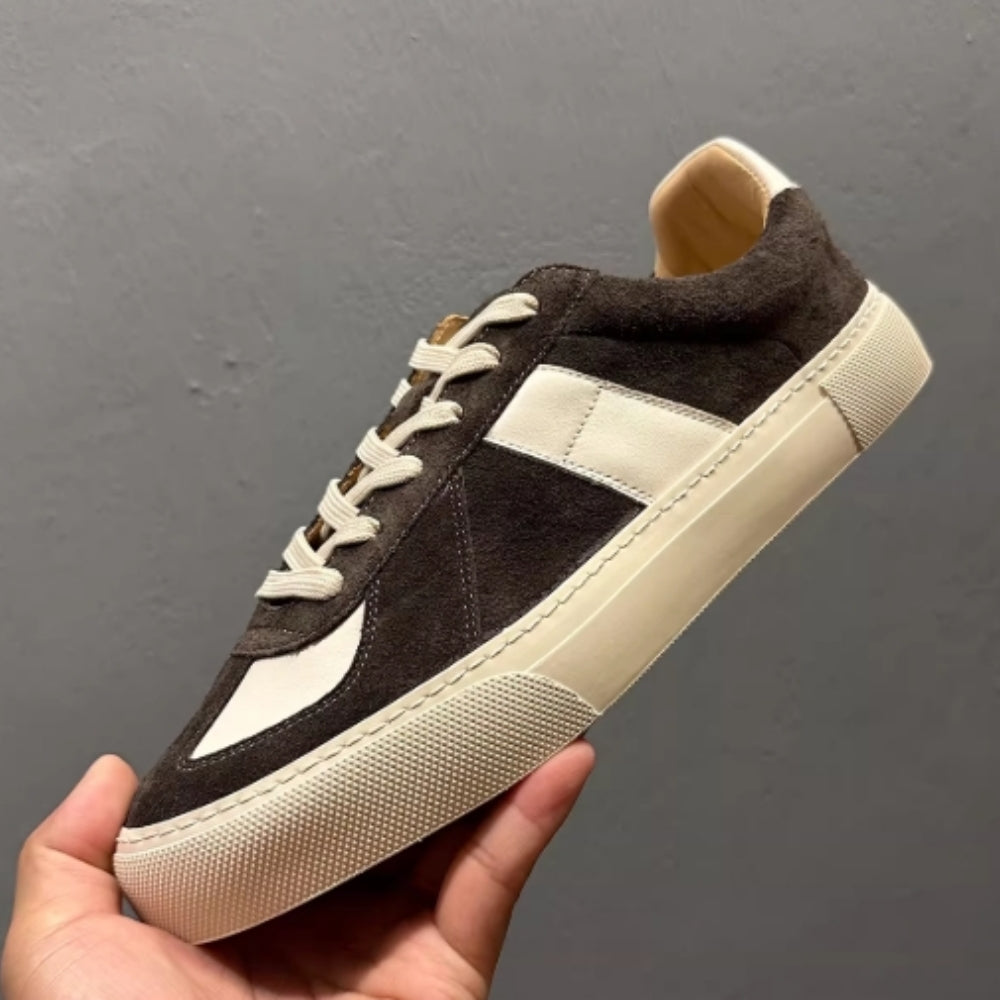 Retro original genuine leather breathable thick-soled high-heeled men's shoes, with a casual style.