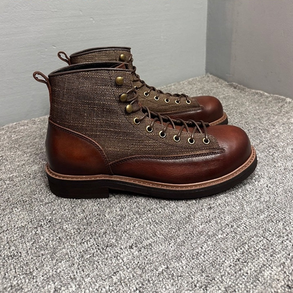 Leather Vintage Style Men's Boots - High-Quality Ankle Leather Boots - Luxurious Handmade Leather Boots