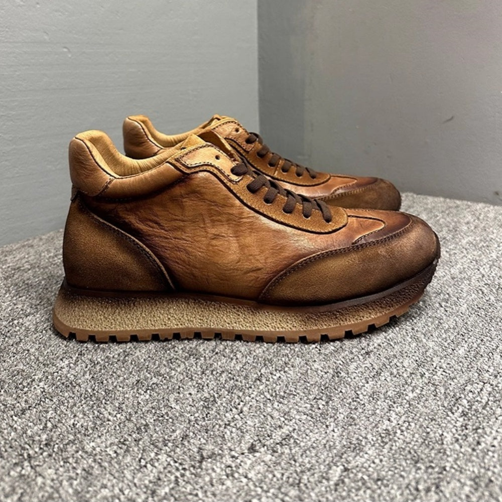 High-top sports shoes with a platform design, featuring a casual, fashionable and retro style.