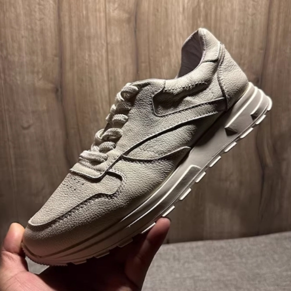 New vintage leather shoes with a thick sole and an elastic surface, they are fashionable sports shoes.