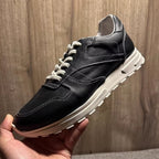 New vintage leather shoes with a thick sole and an elastic surface, they are fashionable sports shoes.