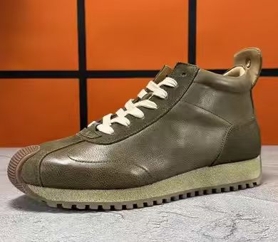 QHCCID Fashion Men's High Top lightweight comfortable cowhide casual trendy men's shoes