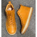 New men's leather shoes - Slip-resistant and durable, suitable for casual wear men's high-top shoes