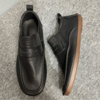 Men's retro-style handcrafted leather casual street shoes - short boots - soft leather - round toe