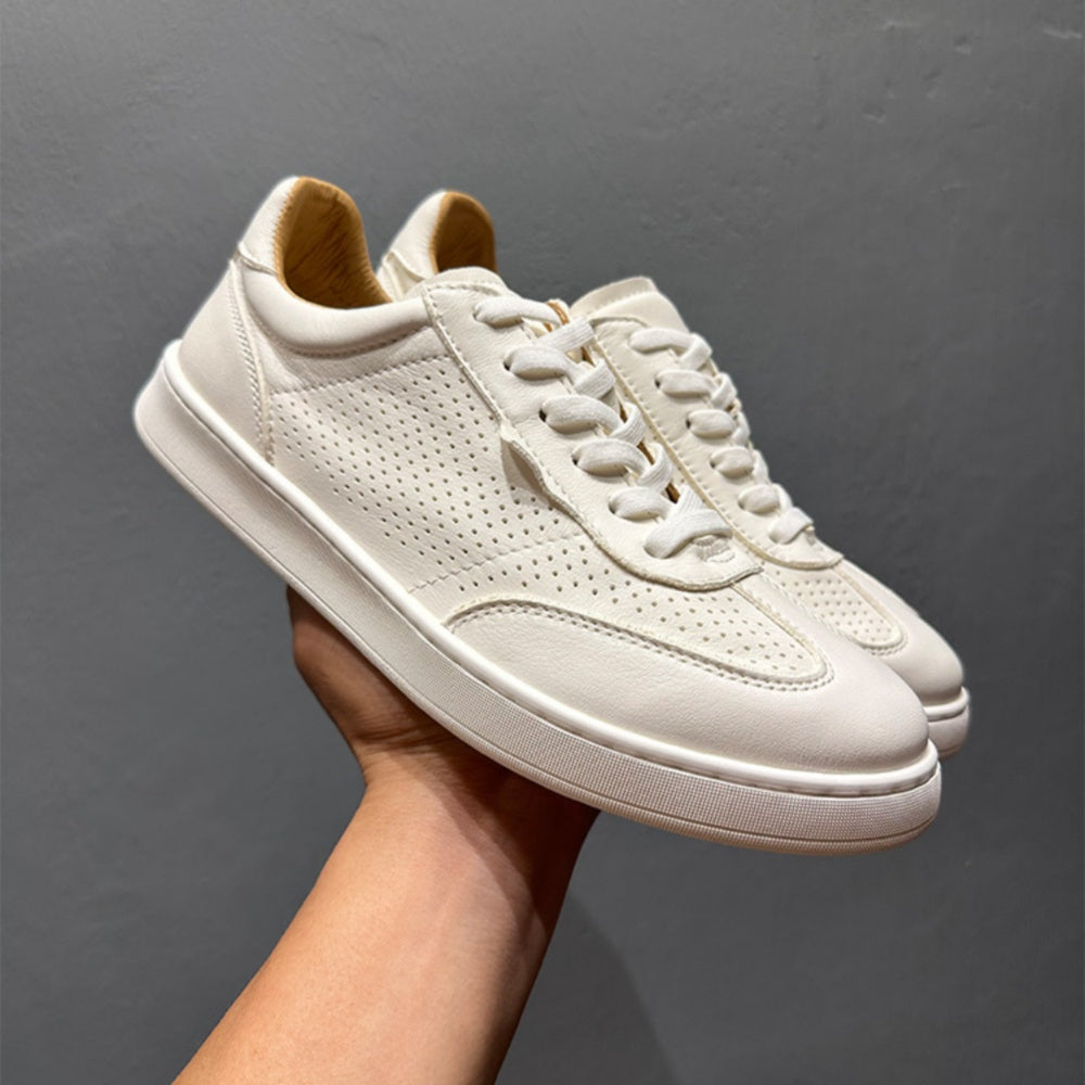 Men's classic leather sports shoes - featuring a breathable porous design and retro Deke style