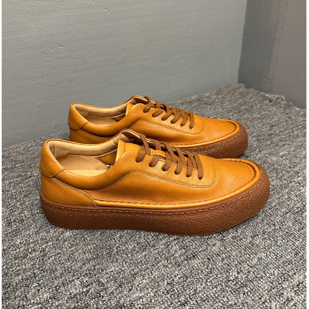 QHCCID Handmade Men's Comfortable Cowhide Leisure Shoes Soft Bottom Casual Men's Shoes