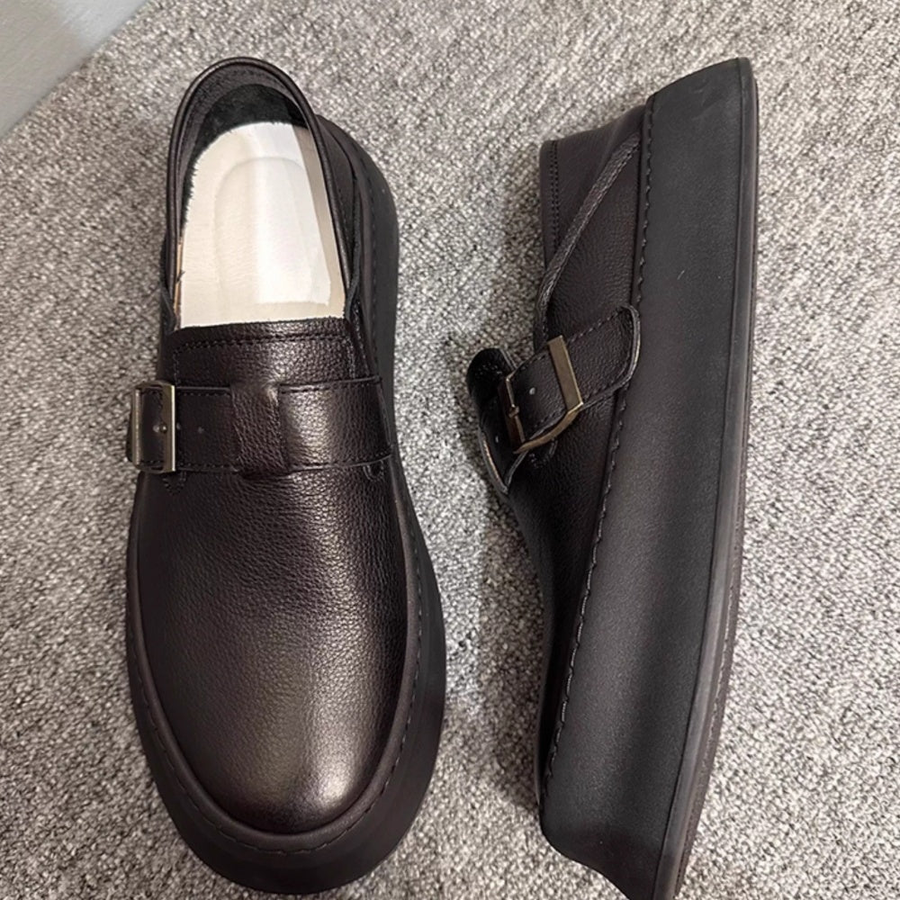 New thick-soled genuine leather British-style genuine leather multi-functional men's casual shoes