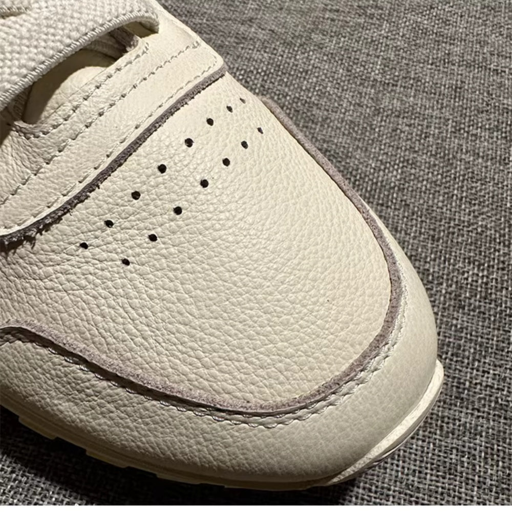 New vintage leather shoes with a thick sole and an elastic surface, they are fashionable sports shoes.