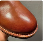 Handmade leather casual lace-up ankle boots for men. Genuine leather sole. Adjustable straps.