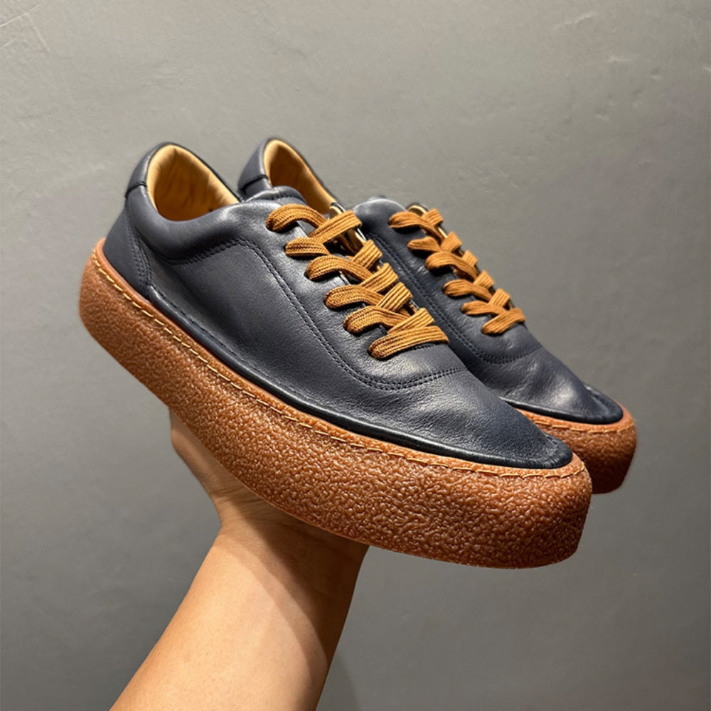 QHCCID Handmade Men's Comfortable Cowhide Leisure Shoes Soft Bottom Casual Men's Shoes