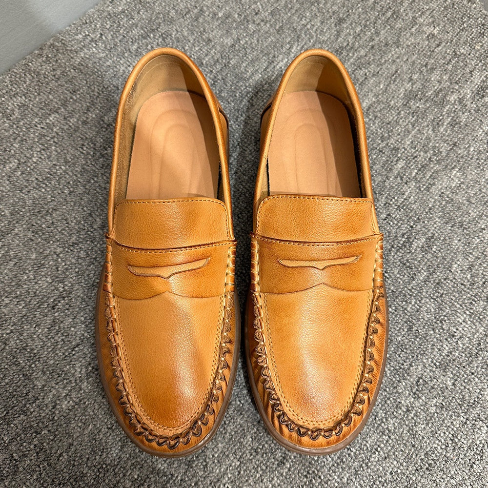 Men's casual leather shoes - New retro loungewear shoes - Soft cowhide loafers - Men's shoes