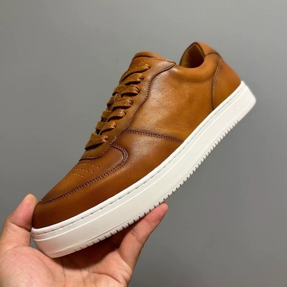 Men's stylish retro breathable and comfortable leather low-top sports shoes - versatile casual shoes