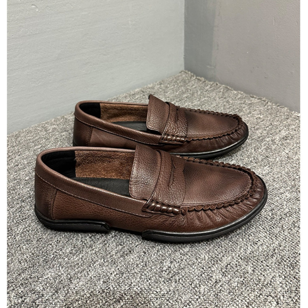 High-quality handmade leather shoes, loafers made of cowhide, casual shoes, men's leather shoes