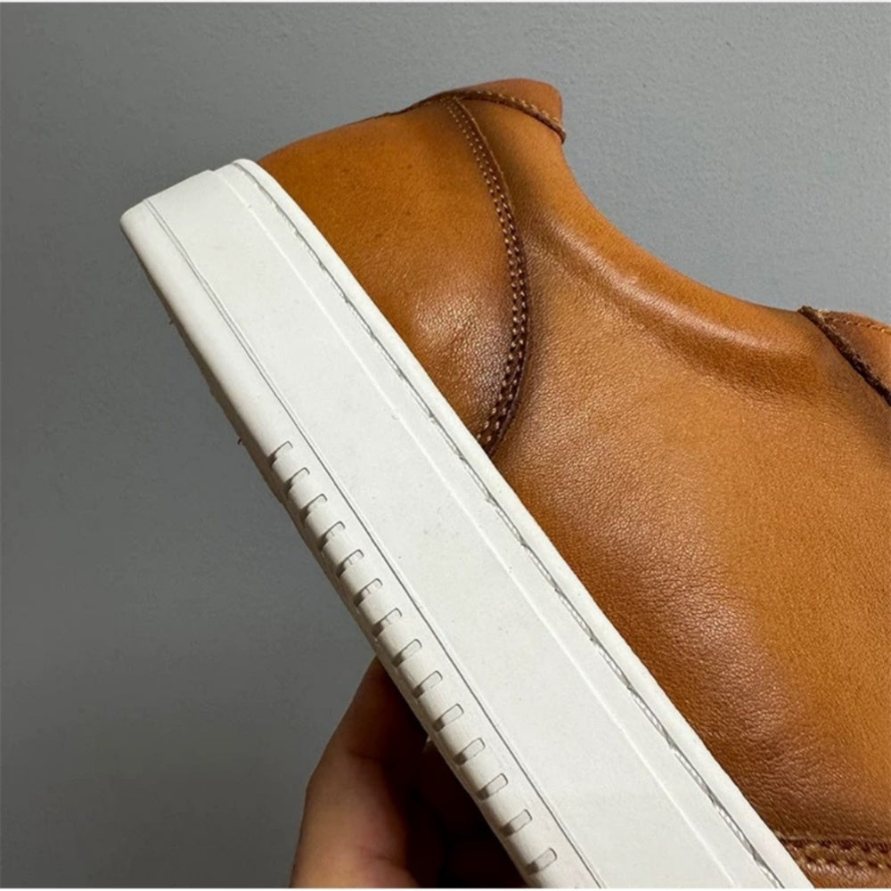 Men's stylish retro breathable and comfortable leather low-top sports shoes - versatile casual shoes