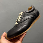 Men's leather sports shoes, featuring a breathable mesh design, with a classic yet fashionable style
