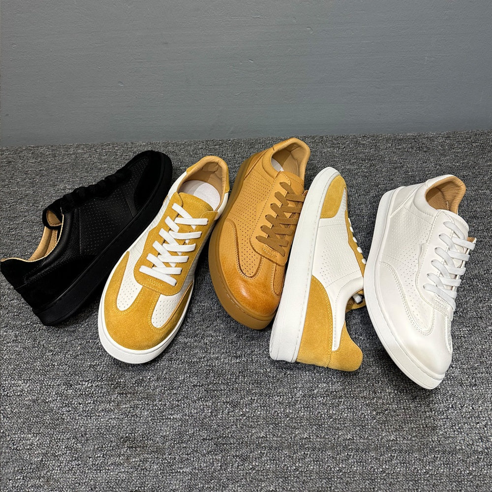 Men's classic leather sports shoes - featuring a breathable porous design and retro Deke style