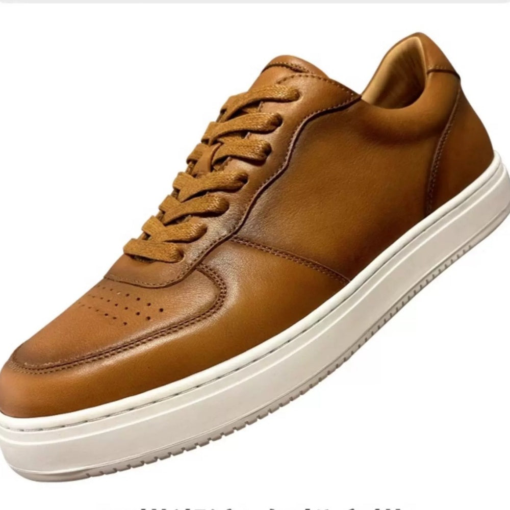 Men's stylish retro breathable and comfortable leather low-top sports shoes - versatile casual shoes
