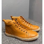 New men's leather shoes - Slip-resistant and durable, suitable for casual wear men's high-top shoes