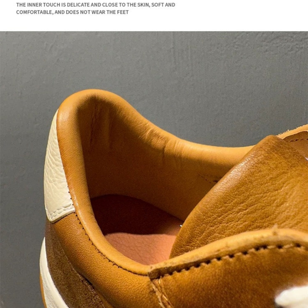 Men's genuine leather thick-soled retro "Forrest Gump" series shoes, with an athletic shoe design.