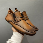 Men's retro-style handcrafted leather casual street shoes - short boots - soft leather - round toe