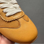 Men's leather perforated breathable shoes, with a retro and casual style, flat sole, men's style shoes