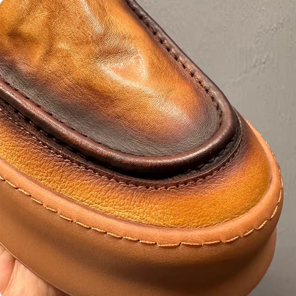 Men's genuine leather thick-soled high-top Chelsea boots, retro casual and fashionable ankle boots