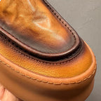 Men's genuine leather thick-soled high-top Chelsea boots, retro casual and fashionable ankle boots