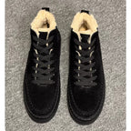 Men's casual wool leather high-top shoes, with soft soles. Winter double-stitched short boots.