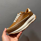 Men's genuine leather thick-soled retro "Forrest Gump" series shoes, with an athletic shoe design.