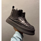Men's genuine leather thick-soled high-top Chelsea boots, retro casual and fashionable ankle boots