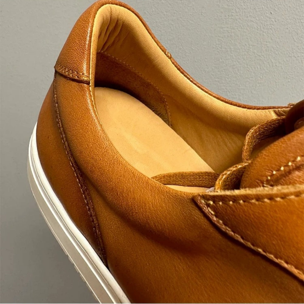 Men's stylish retro breathable and comfortable leather low-top sports shoes - versatile casual shoes