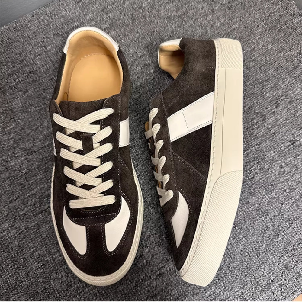 Retro original genuine leather breathable thick-soled high-heeled men's shoes, with a casual style.