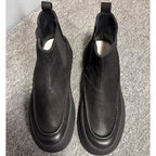 Men's genuine leather thick-soled high-top Chelsea boots, retro casual and fashionable ankle boots