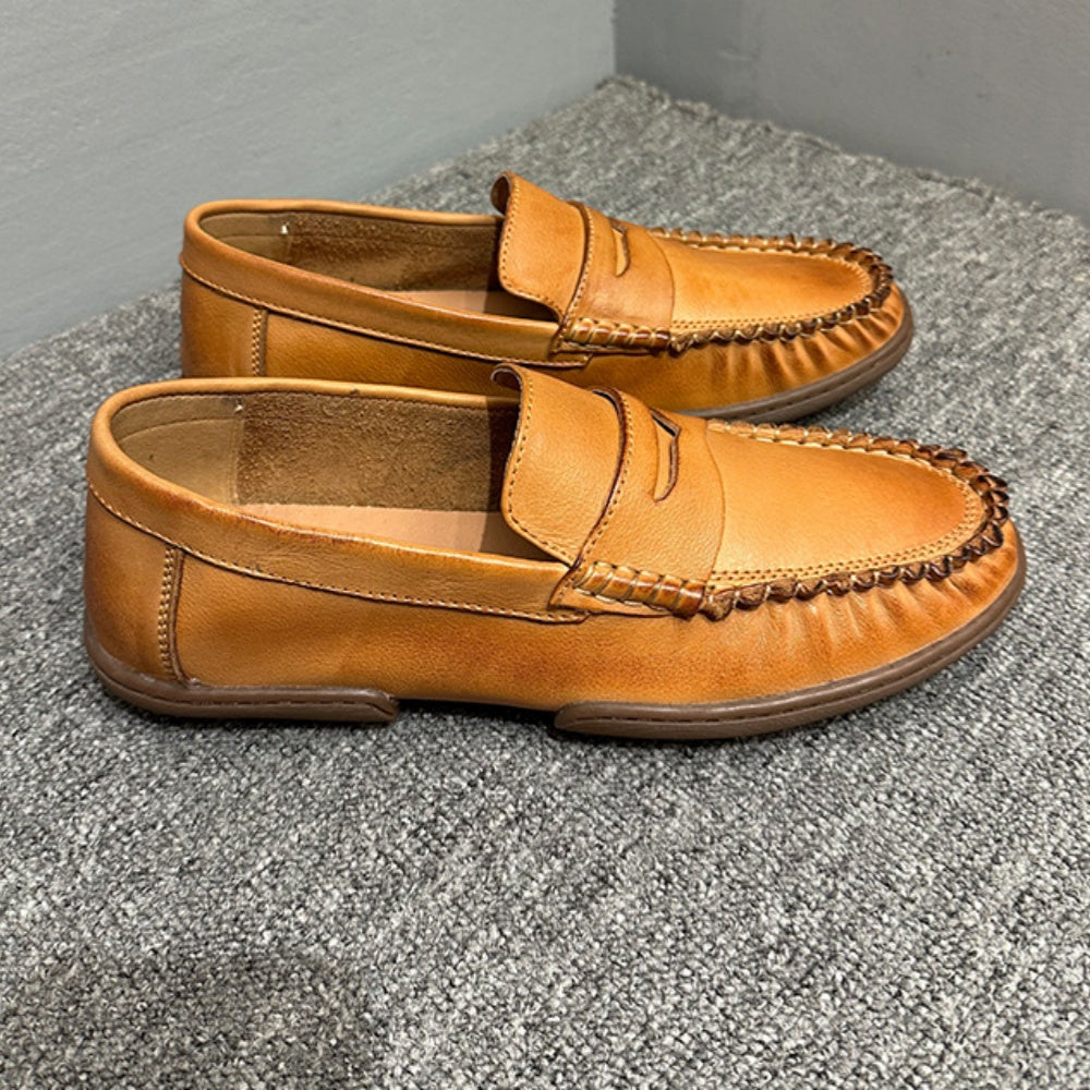 Men's casual leather shoes - New retro loungewear shoes - Soft cowhide loafers - Men's shoes