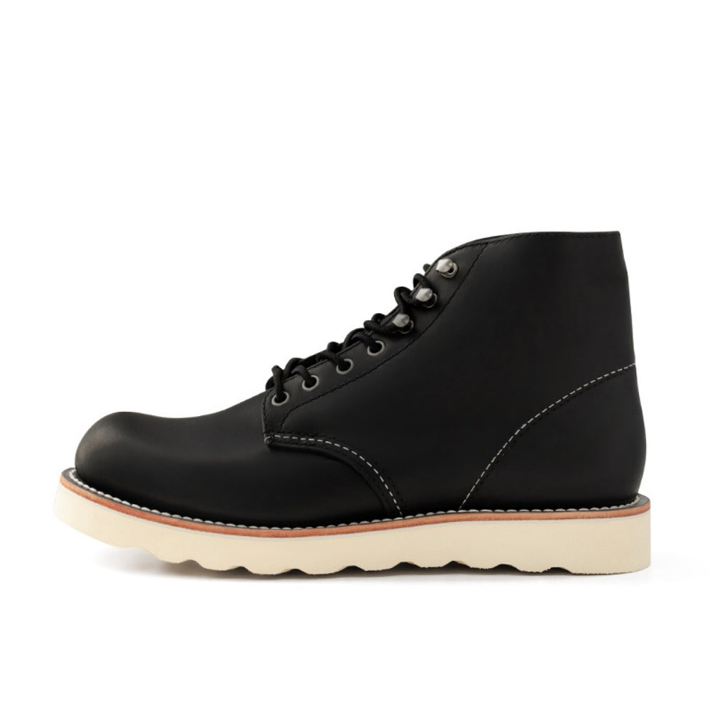 WL Goodyear-taped genuine leather custom-made black boots - fashionable high street casual boots
