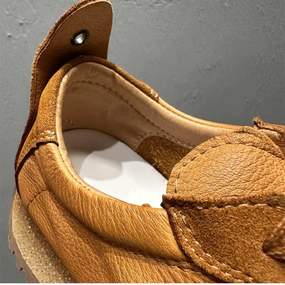 New style soft-soled soft-leather comfortable handmade street casual shoes, Deqin brand shoes