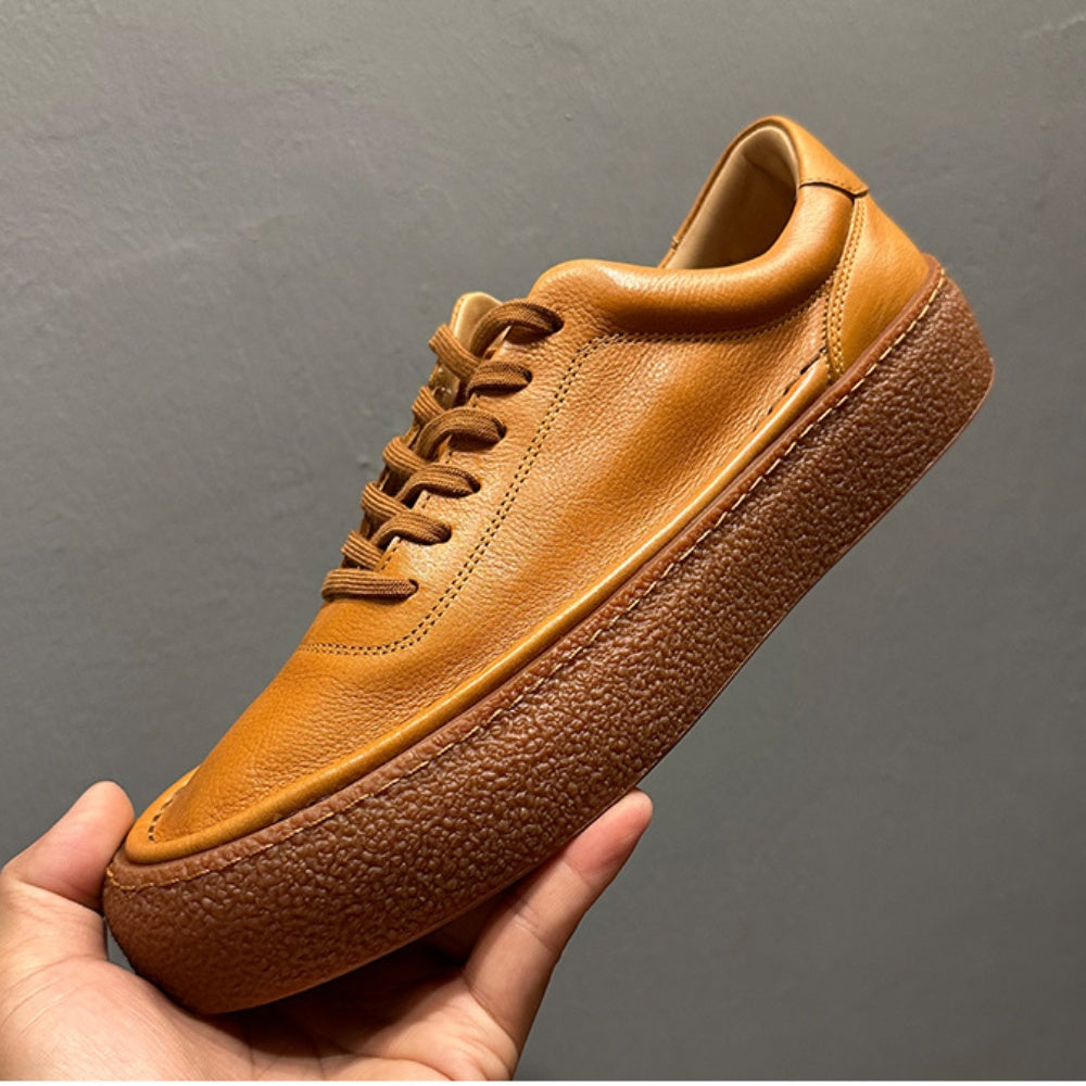 QHCCID Handmade Men's Comfortable Cowhide Leisure Shoes Soft Bottom Casual Men's Shoes