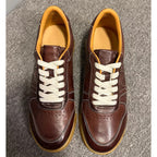 Comfortable and soft interior men's training shoes. Leather sole sports casual shoes.