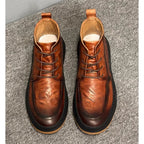 New trendy high street style leather high-top shoes, retro thick-soled fashionable high street boots