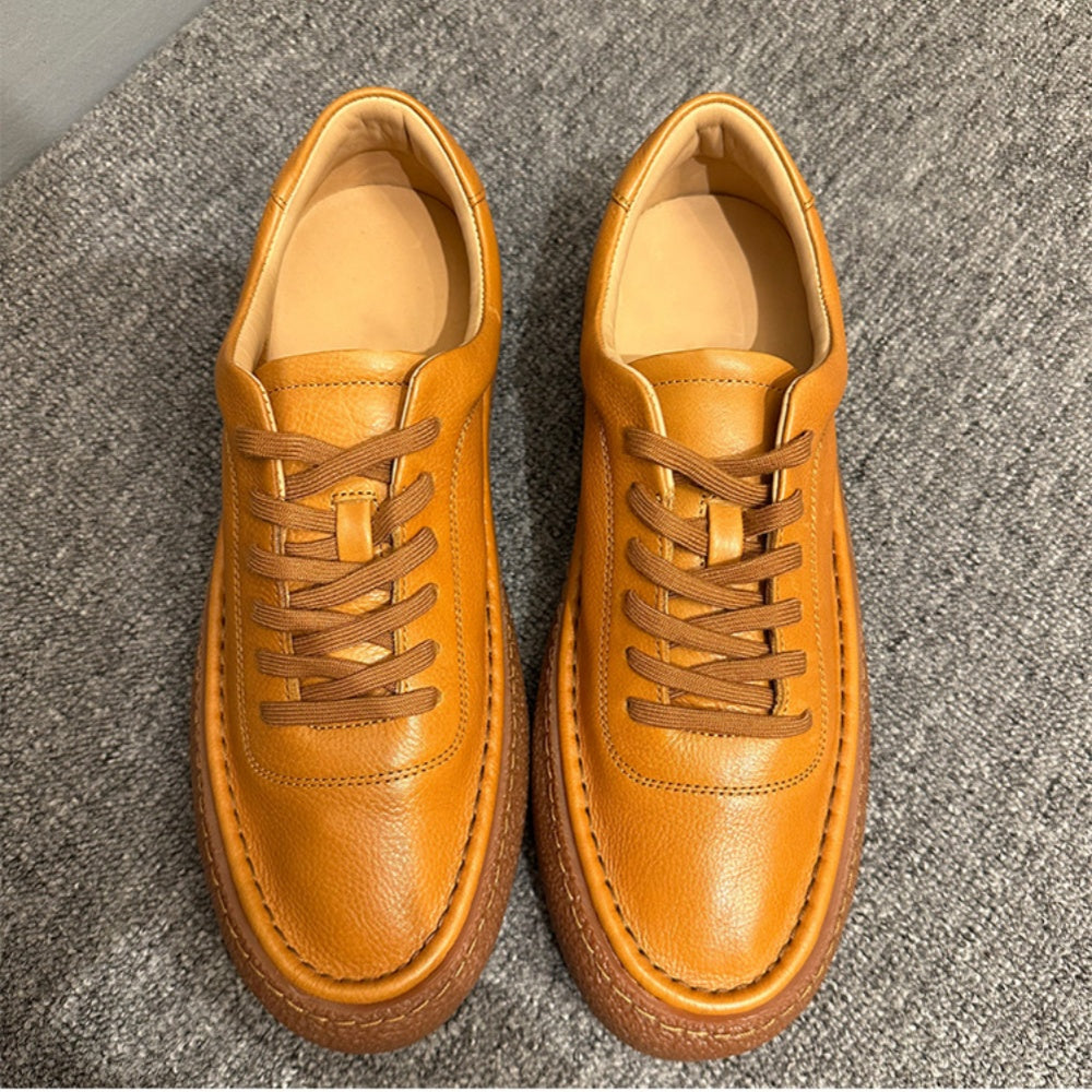 QHCCID Handmade Men's Comfortable Cowhide Leisure Shoes Soft Bottom Casual Men's Shoes