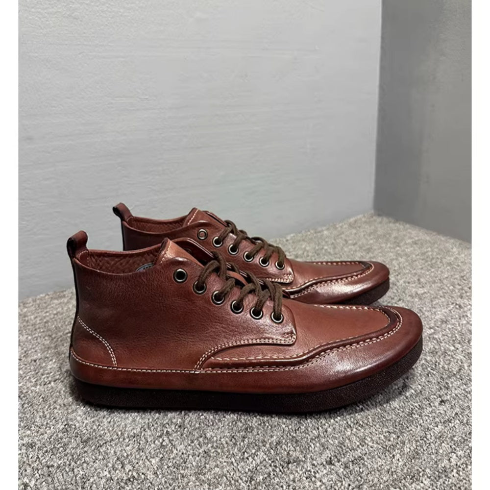 Mapi high-top men's leather shoes, with soft soles and comfortable uppers, suitable for casual occasions.