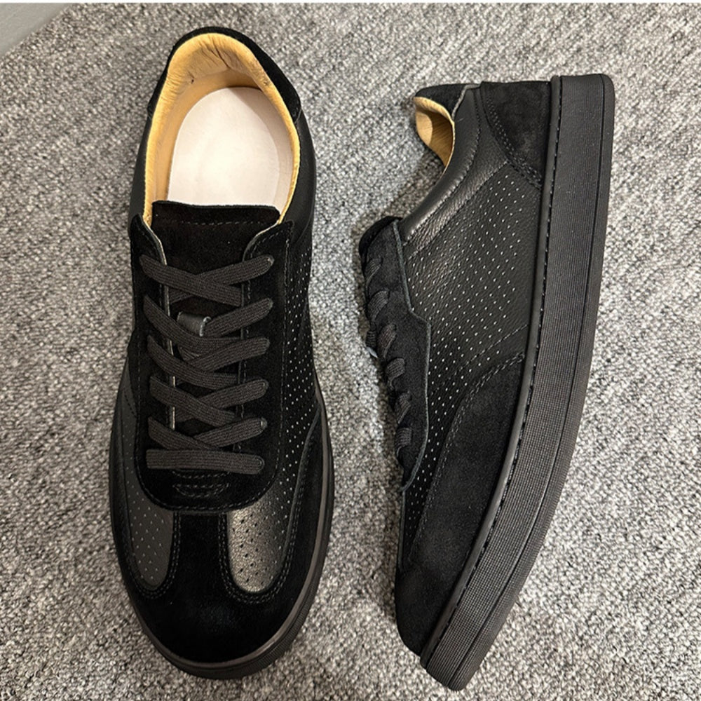 Men's classic leather sports shoes - featuring a breathable porous design and retro Deke style